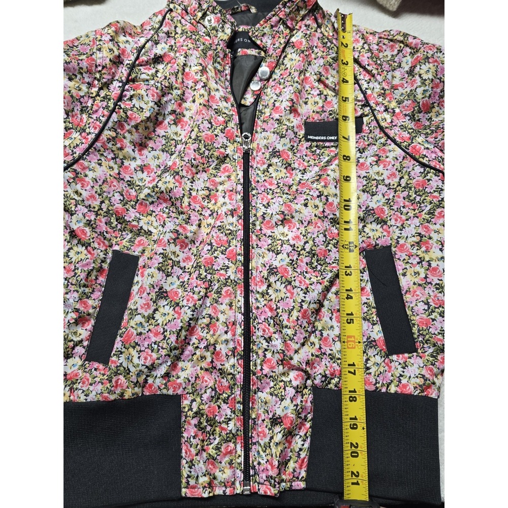 Members Only Women's Floral Print Bomber Jacket Size Large Full Zip Lightweight